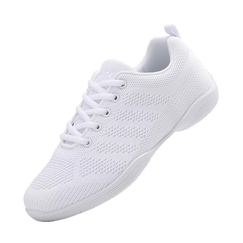 DADAWEN Damen Cheerleading Schuhe Mädchen Tanz Yoga Training Atmungsaktive Turnschuhe Tennis Wanderschuhe,Weiß,38 EU von DADAWEN