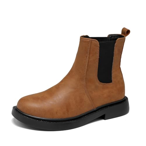 DADAWEN Damen Chelsea Boots Frühling Herbst Winter Stiefeletten,Braun,40 EU von DADAWEN