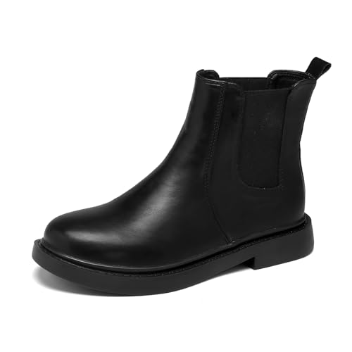 DADAWEN Damen Chelsea Boots Frühling Herbst Winter Stiefeletten,Schwarz,38 EU von DADAWEN