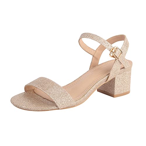 DADAWEN Damen Chunky Sandalen Pumps Plateau Kleid Schuhe,Gold,39 EU von DADAWEN