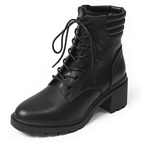 DADAWEN Damen Kampfstiefel Frühling Herbst Winter Stiefeletten,Schwarz,37 EU von DADAWEN