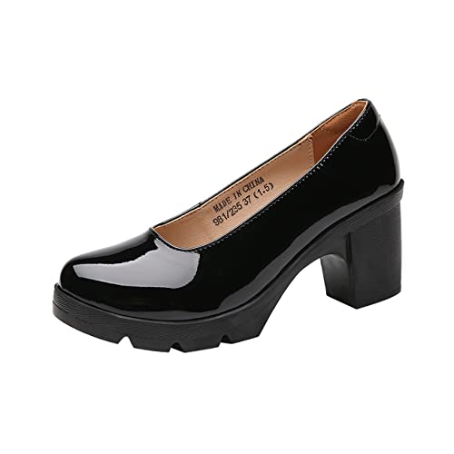 DADAWEN Damen Mary Jane Plateau Kleid Schuhe Oxfords Pumps,Schwarz,37 EU von DADAWEN