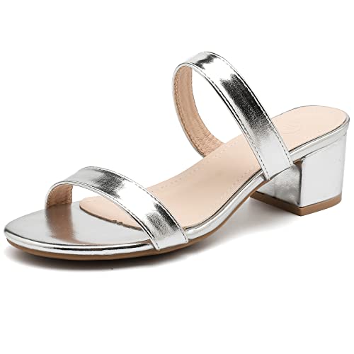 DADAWEN Damen Sommersandalen mit Absatz Plateau,Silber,41 EU von DADAWEN