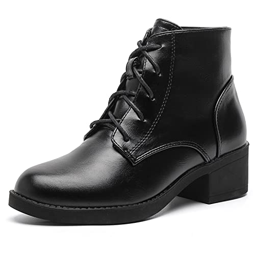 DADAWEN Damen Stiefel Schnürstiefeletten für Frühling Herbst Winter,Schwarz,37 EU von DADAWEN