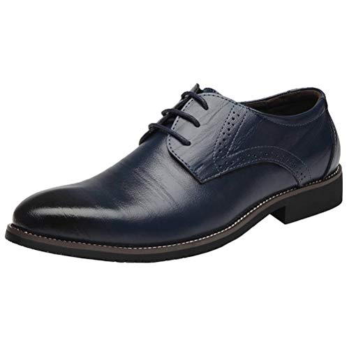 DADAWEN Herren Hochzeitsschuhe Schnürhalbschuhe Businessschuhe Leder Anzugschuhe, Blau, 40 EU von DADAWEN