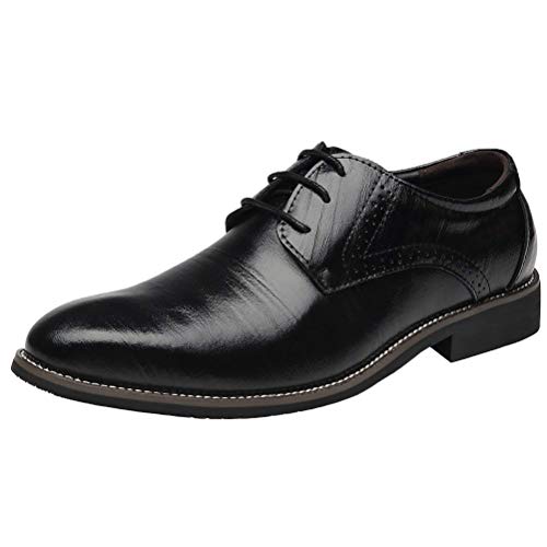 DADAWEN Herren Hochzeitsschuhe Schnürhalbschuhe Businessschuhe Leder Anzugschuhe,Herstellergröße 265 MM,Schwarz,43 EU von DADAWEN