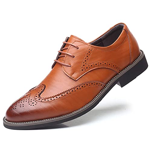 DADAWEN Herren Schnürhalbschuhe Klassiker Brogues Business Anzugschuhe,Herstellergröße 245 MM,Braun,39 EU von DADAWEN