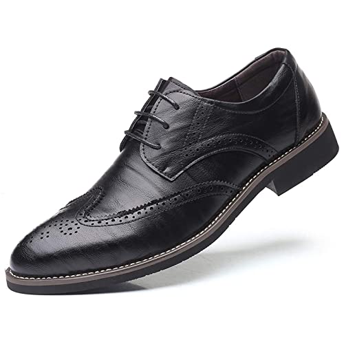 DADAWEN Herren Schnürhalbschuhe Klassiker Brogues Business Anzugschuhe,Herstellergröße 260 MM,Schwarz,42 EU von DADAWEN