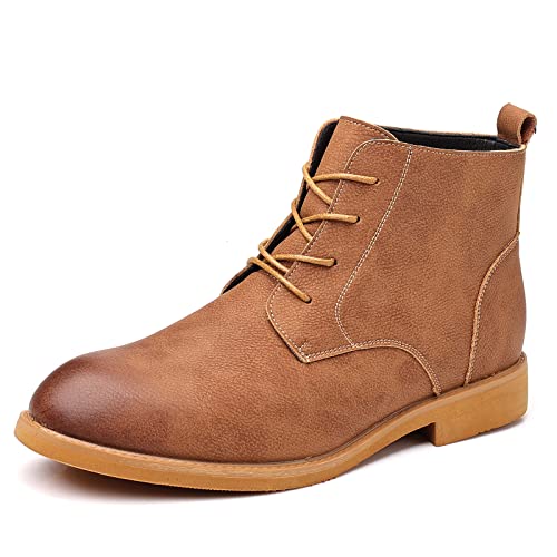 DADAWEN Herren Schnürstiefeletten Winter Oxfords Worker Boots,Herstellergröße 245,Braun,39 EU von DADAWEN