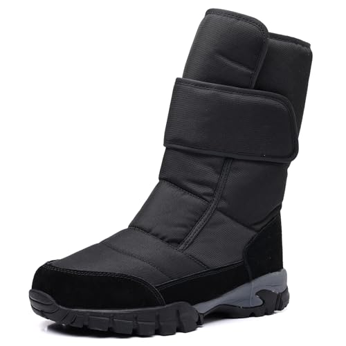 DADAWEN Herrenstiefel Warme Schneestiefel Winter Stiefel,Schwarz,48 EU von DADAWEN