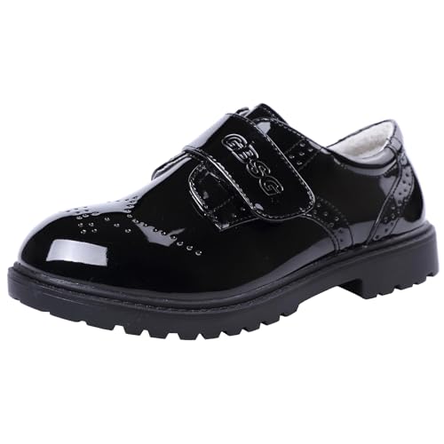 DADAWEN Jungen Anzugschuhe Schule Uniformschuhe Party Hochzeitsschuhe Wasserdicht Lack Halbschuhe,Schwarz,33 EU von DADAWEN