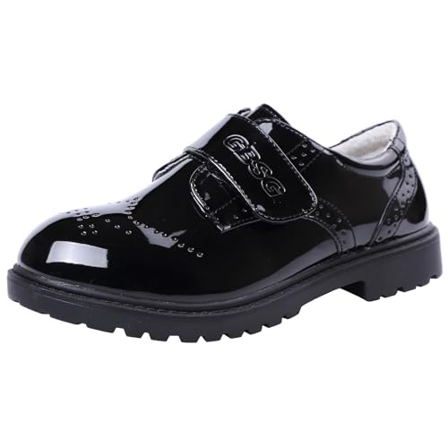 DADAWEN Jungen Anzugschuhe Schule Uniformschuhe Party Hochzeitsschuhe Wasserdicht Lack Halbschuhe,Schwarz,36 EU von DADAWEN