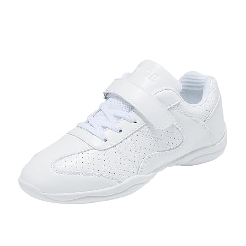 DADAWEN Jungen Cheerleading Schuhe mit Klettverschluss Mädchen Tanz Training Turnschuhe,Weiß B,30 EU von DADAWEN