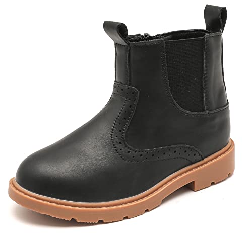 DADAWEN Jungen Chelsea Boots Wasserdichte Stiefel Mädchen Stiefeletten,Schwarz,21 EU von DADAWEN