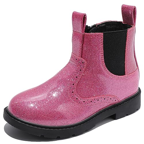 DADAWEN Jungen Chelsea Boots Winterstiefel Mädchen Stiefeletten,Rosa,33 EU von DADAWEN