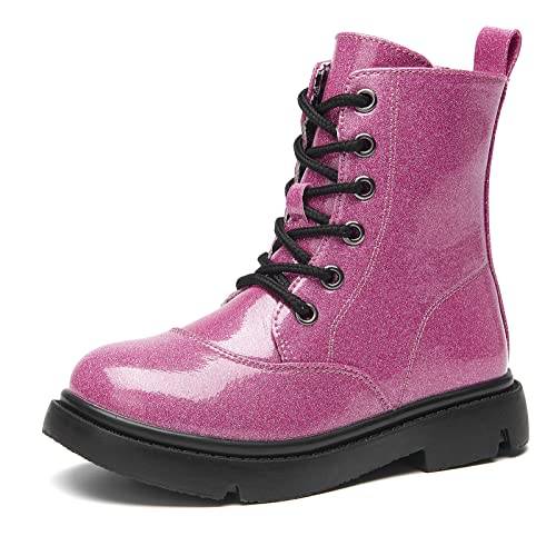 DADAWEN Jungen Stiefel Wasserdichte Mädchen Schnürstiefeletten,Rosa,27 EU von DADAWEN