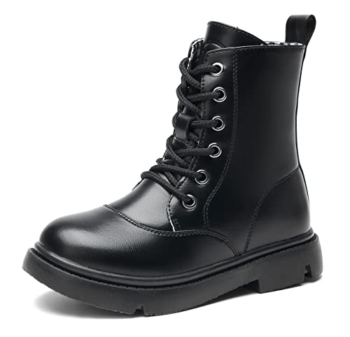 DADAWEN Jungen Stiefel Wasserdichte Mädchen Schnürstiefeletten,Schwarz,31 EU von DADAWEN