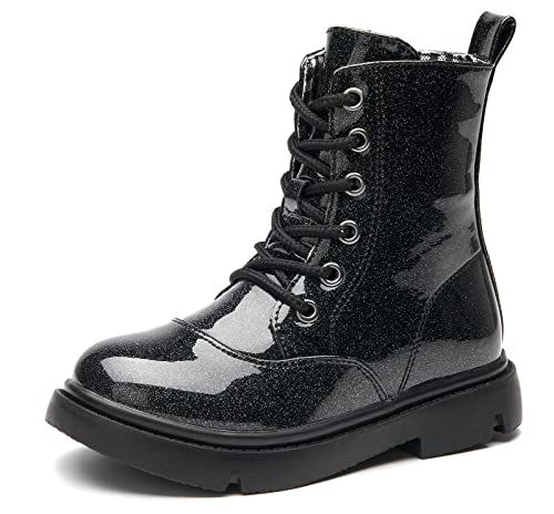 DADAWEN Jungen Stiefel Wasserdichte Mädchen Schnürstiefeletten,Schwarz B,28 EU von DADAWEN