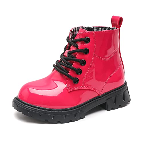 DADAWEN Jungen Stiefel Wasserdichte Mädchen Schnürstiefeletten für Frühling Herbst Winter,Rosa,22 EU von DADAWEN