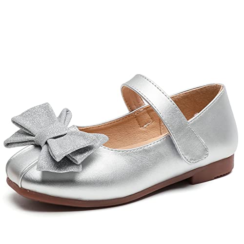 DADAWEN Klein Mädchen Mary Jane Ballerinas Prinzessin Taufschuhe,Silber,21 EU von DADAWEN