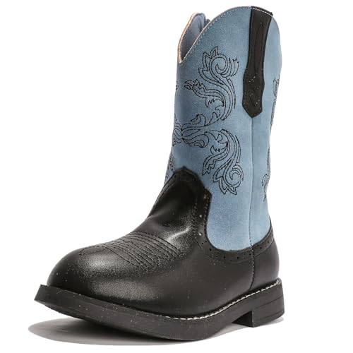 DADAWEN Mädchen Cowboystiefel Halbschaft Schlupfstiefel,Blau,32 EU von DADAWEN