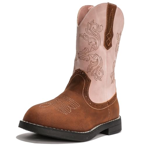 DADAWEN Mädchen Cowboystiefel Halbschaft Schlupfstiefel,Rosa,29 EU von DADAWEN