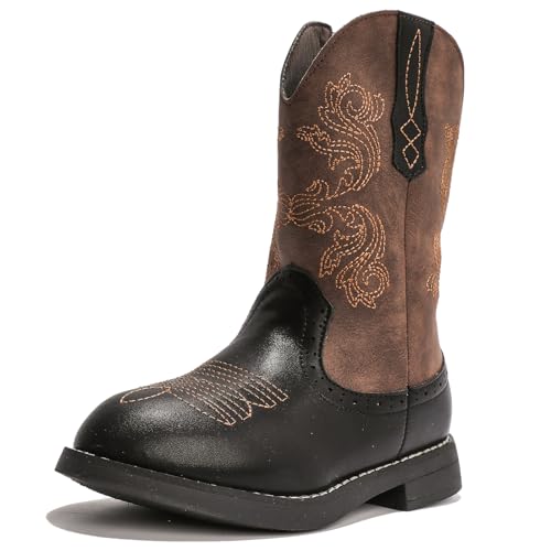 DADAWEN Mädchen Cowboystiefel Halbschaft Schlupfstiefel,Schwarz,31 EU von DADAWEN