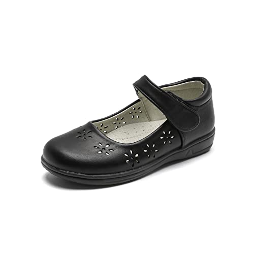 DADAWEN Mädchen Mary Jane Halbschuhe Ballerinas Schule Uniformschuhe,Schwarz B,27 EU von DADAWEN