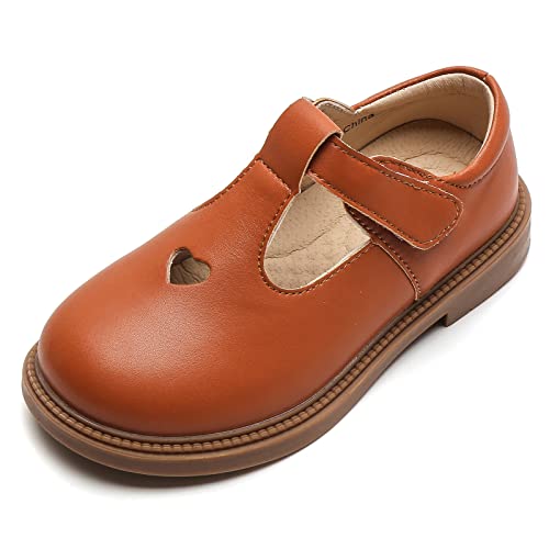 DADAWEN Mädchen Mary Jane Halbschuhe Taufschuhe Geschlossene Ballerinas,Braun,26 EU von DADAWEN