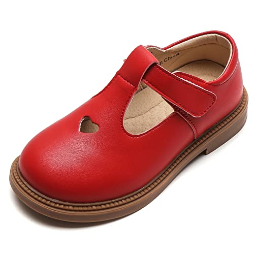 DADAWEN Mädchen Mary Jane Halbschuhe Taufschuhe Geschlossene Ballerinas,Rot,31 EU von DADAWEN