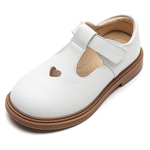 DADAWEN Mädchen Mary Jane Halbschuhe Taufschuhe Geschlossene Ballerinas,Weiß,29 EU von DADAWEN