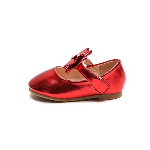 DADAWEN Mädchen Mary Jane Schuhe Festliche Kleidschuhe Prinzessin Ballerinas,Rot,21 EU von DADAWEN