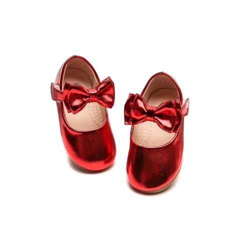 DADAWEN Mädchen Mary Jane Schuhe Festliche Kleidschuhe Prinzessin Ballerinas,Rot,34 EU von DADAWEN