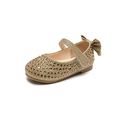 DADAWEN Mädchen Mary Jane Schuhe Glitzer Prinzessin Schuhe Festliche Ballerinas,Gold,29 EU von DADAWEN