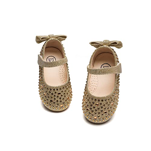 DADAWEN Mädchen Mary Jane Schuhe Glitzer Prinzessin Schuhe Festliche Ballerinas,Gold,33 EU von DADAWEN