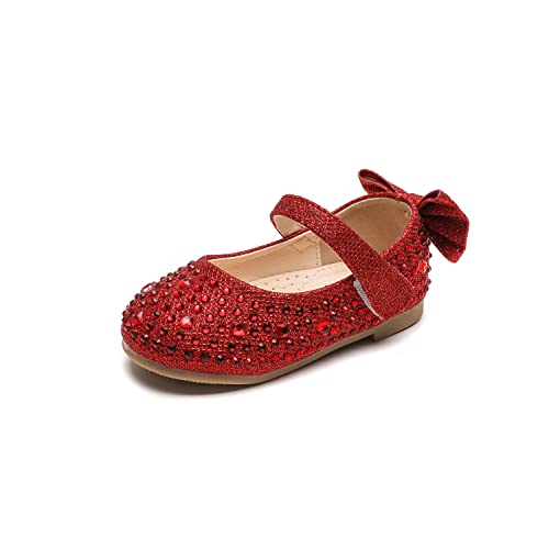 DADAWEN Mädchen Mary Jane Schuhe Glitzer Prinzessin Schuhe Festliche Ballerinas,Rot,29 EU von DADAWEN