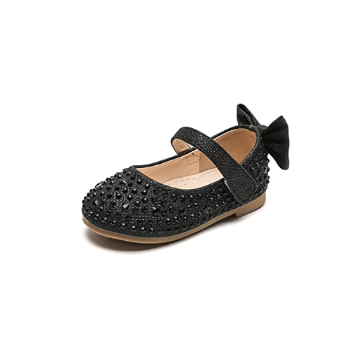 DADAWEN Mädchen Mary Jane Schuhe Glitzer Prinzessin Schuhe Festliche Ballerinas,Schwarz,27 EU von DADAWEN