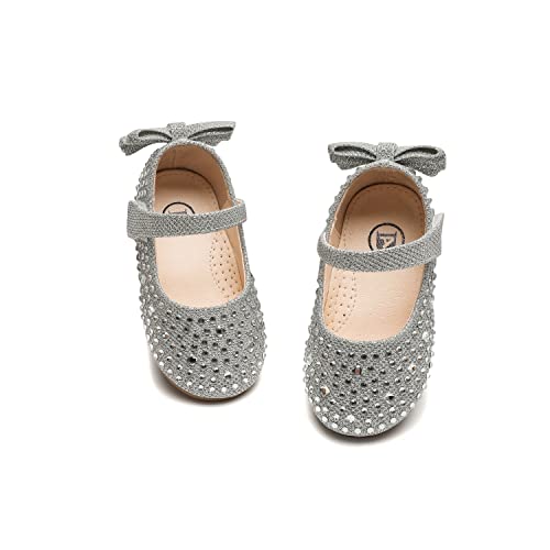 DADAWEN Mädchen Mary Jane Schuhe Glitzer Prinzessin Schuhe Festliche Ballerinas,Silber,30 EU von DADAWEN