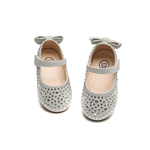 DADAWEN Mädchen Mary Jane Schuhe Glitzer Prinzessin Schuhe Festliche Ballerinas,Weiß,33 EU von DADAWEN