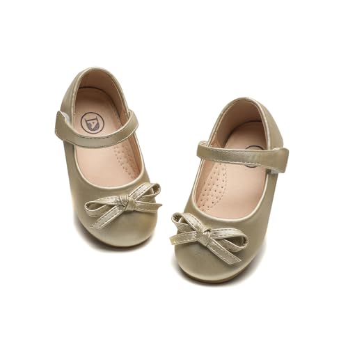 DADAWEN Mädchen Mary Jane Schuhe Prinzessin Taufschuhe Ballerinas,Gold,30 EU von DADAWEN