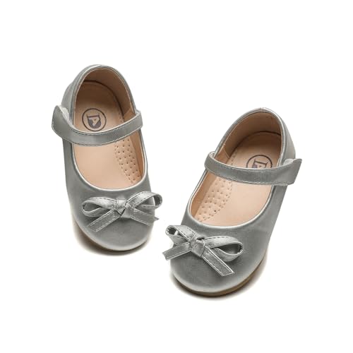 DADAWEN Mädchen Mary Jane Schuhe Prinzessin Taufschuhe Ballerinas,Silber,33 EU von DADAWEN
