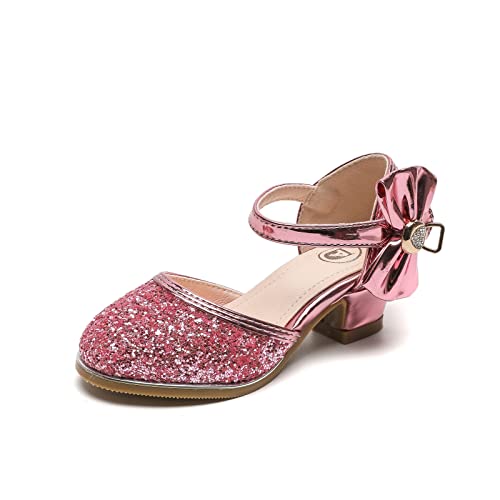 DADAWEN Mädchen Prinzessin Schuhe mit Absatz Glitzer Mary Jane Pumps,Rosa,27 EU von DADAWEN