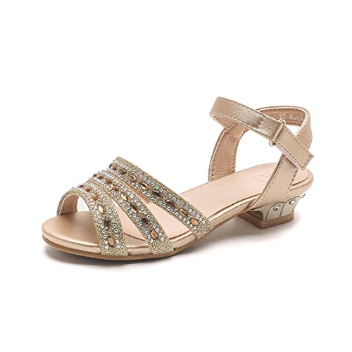 DADAWEN Mädchen Sandalen Prinzessin Hochzeit Kostüm Sommerschuhe,Gold,34 EU von DADAWEN