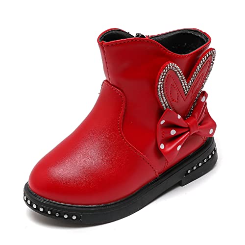 DADAWEN Mädchen Stiefel Reißverschluss Schnürstiefeletten für Frühling Herbst Winter,Rot,28 EU von DADAWEN