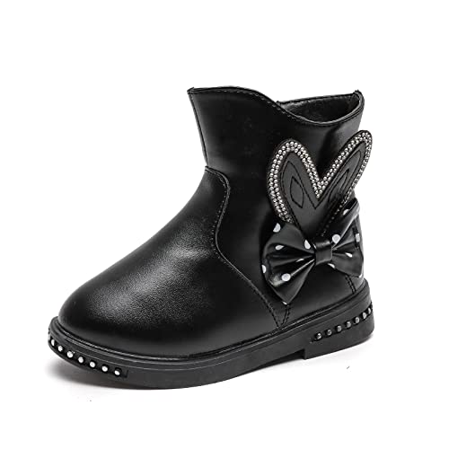 DADAWEN Mädchen Stiefel Reißverschluss Schnürstiefeletten für Frühling Herbst Winter,Schwarz,27 EU von DADAWEN