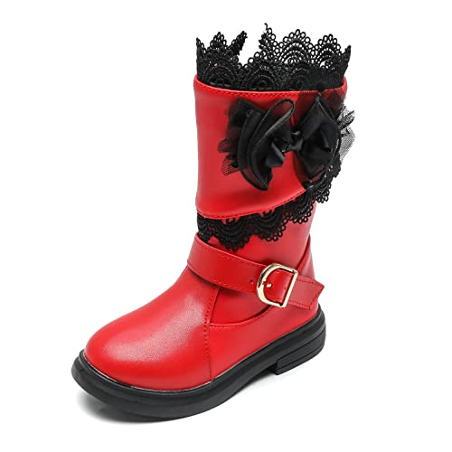 DADAWEN Mädchen Winterstiefel Bequem Winterschuhe Warm Gefüttert Winterboots,Rot,36 EU von DADAWEN