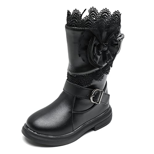 DADAWEN Mädchen Winterstiefel Bequem Winterschuhe Warm Gefüttert Winterboots,Schwarz,35 EU von DADAWEN