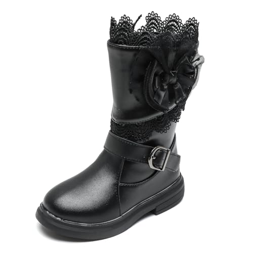 DADAWEN Mädchen Winterstiefel Bequem Winterschuhe Warm Gefüttert Winterboots,Schwarz,35 EU von DADAWEN