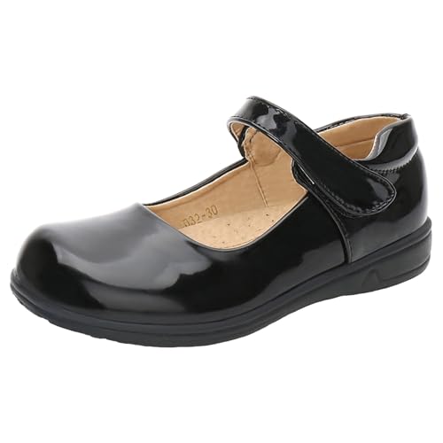 DADAWEN Schuluniform Schuhe Mädchen Mary Jane Halbschuhe Ballerinas Prinzessin Schuhe,Schwarz,36 EU von DADAWEN