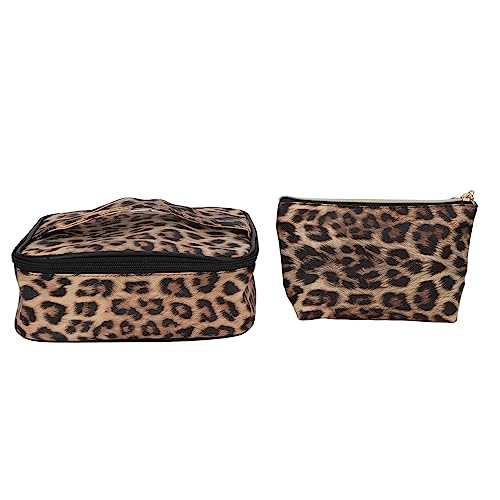 DADEA 2-teiliger Reise-Make-up-Organizer, Tragbarer Make-up-Organizer, Make-up-Tasche mit Leopardenmuster, Wasserdicht, Multifunktional, Großes Fassungsvermögen, Leoparden-Kosmetiktaschen-Set für Reis von DADEA